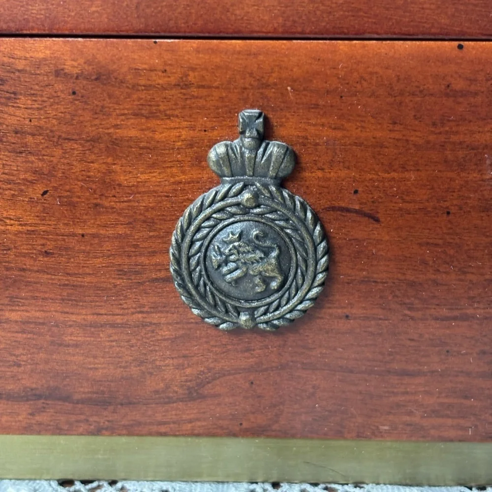 Vintage Mahogany and Brass Bombay Company Box with Medallion